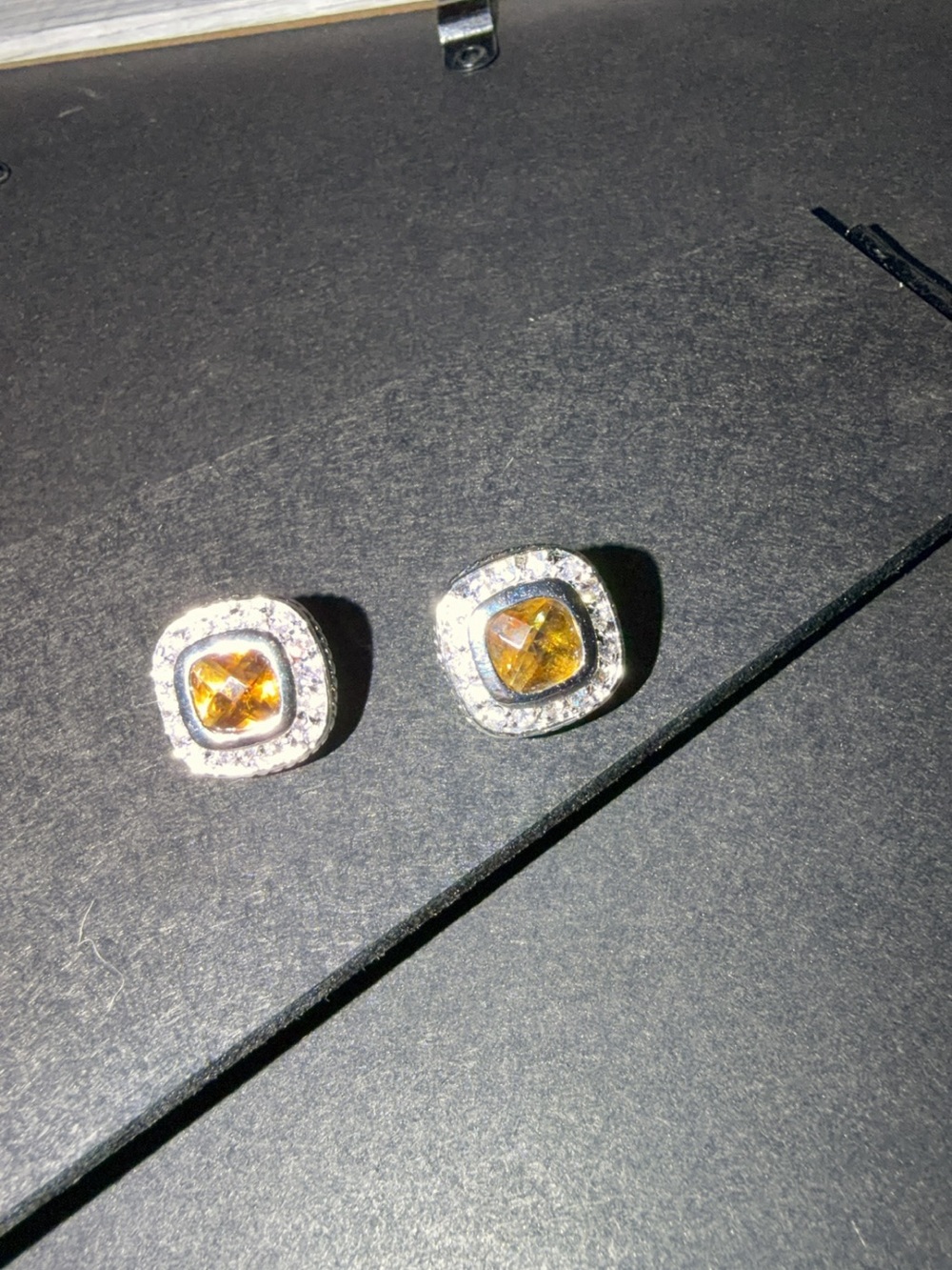 Amber Crystal Halo Stud Earrings - Women Jewelry